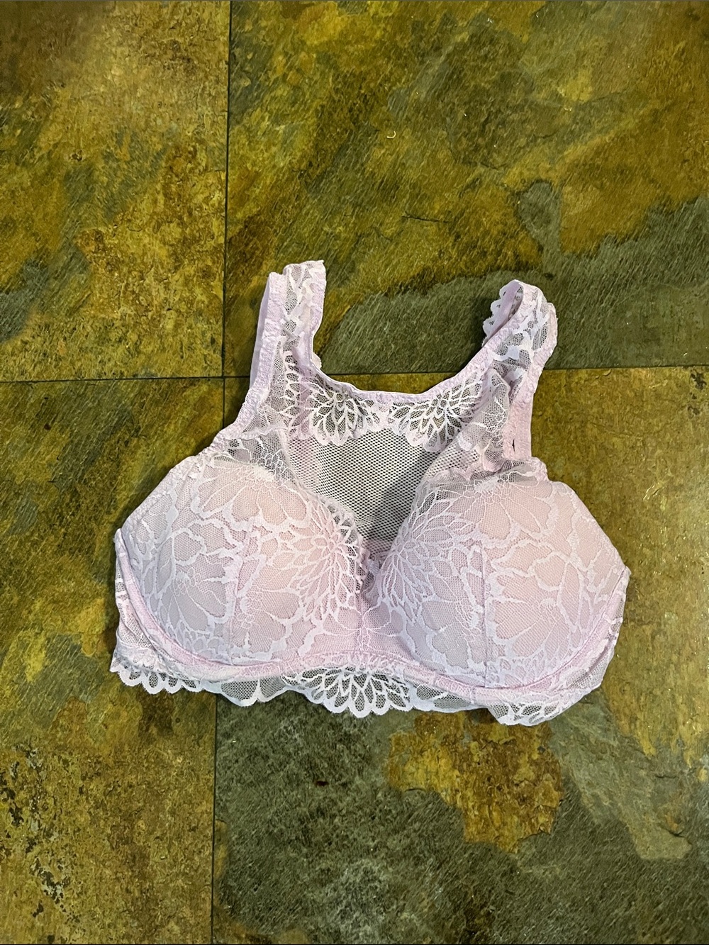 PINK Victoria's Secret Light Pink Lace High-Neck Bra